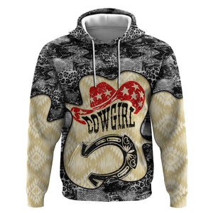 Black Cowgirl Lasso Horseshoe Hoodie Vintage Retro Leopard Animal