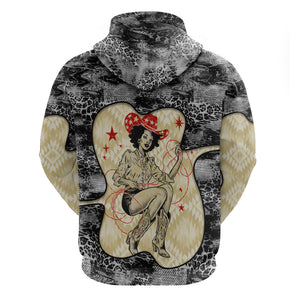 Black Cowgirl Lasso Horseshoe Hoodie Vintage Retro Leopard Animal