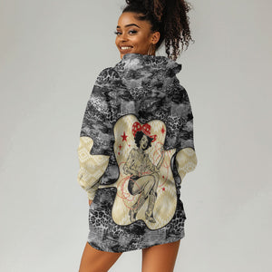 Black Cowgirl Lasso Horseshoe Hoodie Dress Vintage Retro Leopard Animal