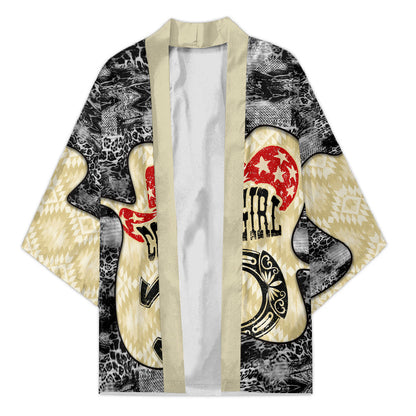 Black Cowgirl Lasso Horseshoe Kimono Vintage Retro Leopard Animal