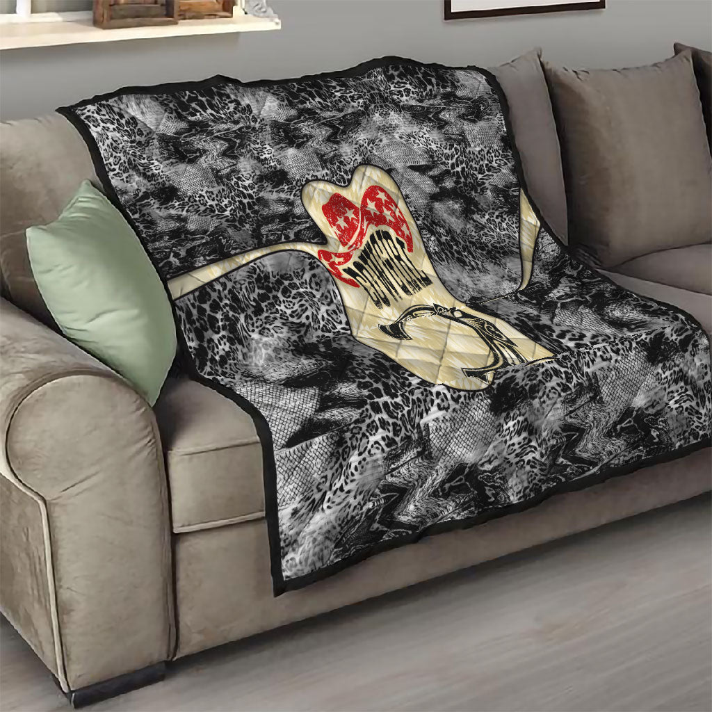 Black Cowgirl Lasso Horseshoe Quilt Vintage Retro Leopard Animal