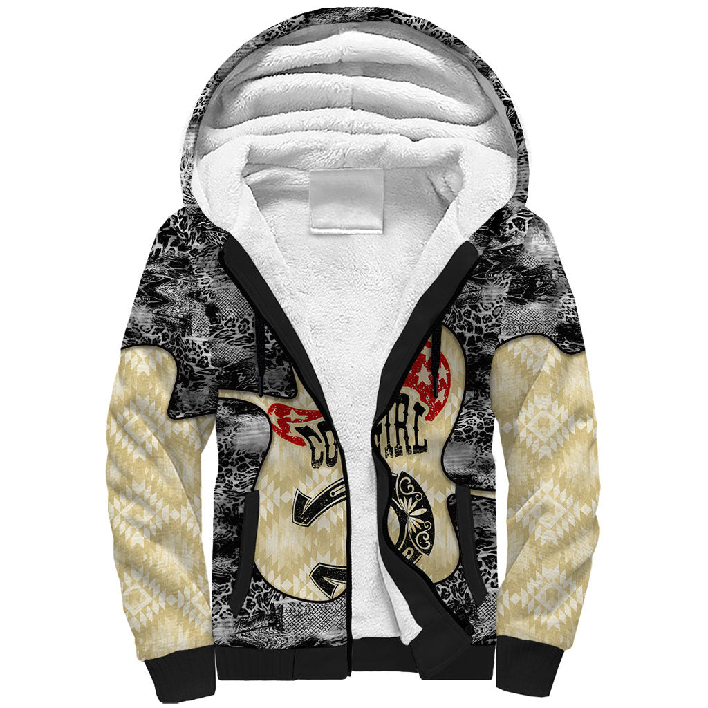 Black Cowgirl Lasso Horseshoe Sherpa Hoodie Vintage Retro Leopard Animal