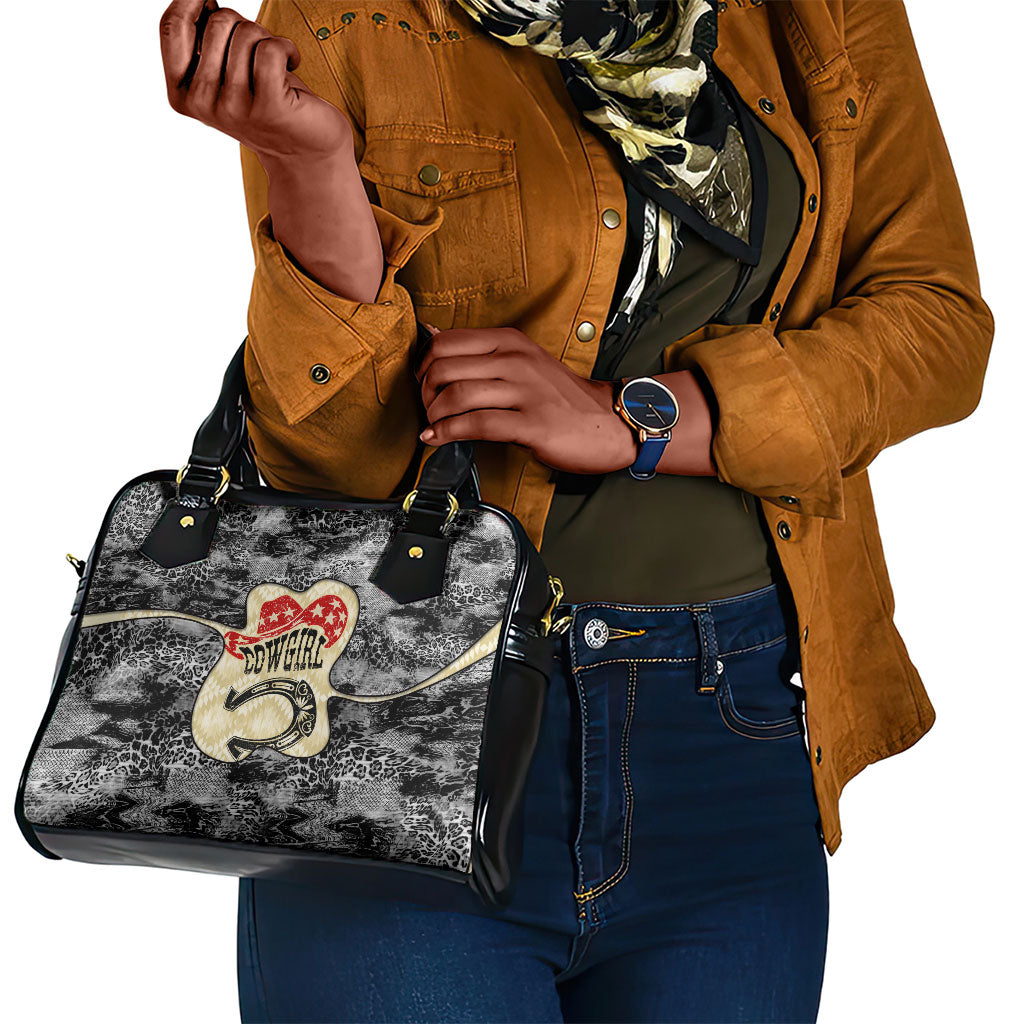 Black Cowgirl Lasso Horseshoe Shoulder Handbag Vintage Retro Leopard Animal