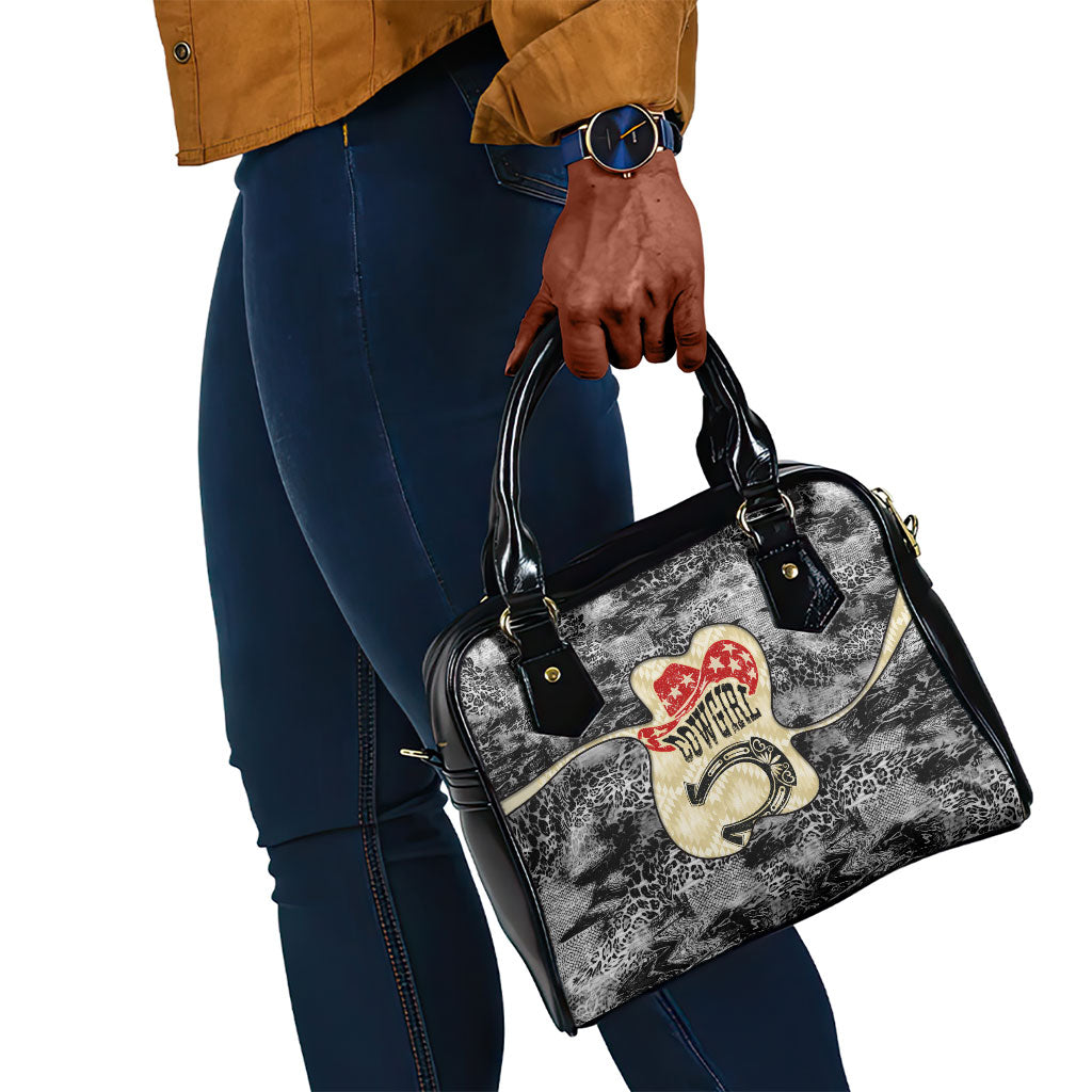 Black Cowgirl Lasso Horseshoe Shoulder Handbag Vintage Retro Leopard Animal