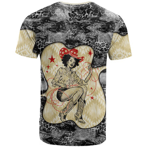 Black Cowgirl Lasso Horseshoe T shirt Vintage Retro Leopard Animal