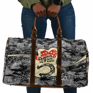 Black Cowgirl Lasso Horseshoe Travel Bag Vintage Retro Leopard Animal
