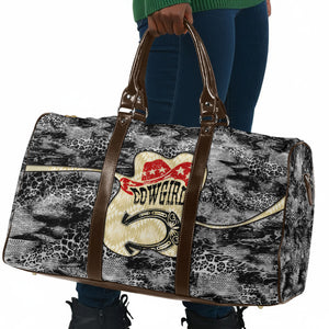 Black Cowgirl Lasso Horseshoe Travel Bag Vintage Retro Leopard Animal