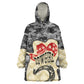 Black Cowgirl Lasso Horseshoe Wearable Blanket Hoodie Vintage Retro Leopard Animal