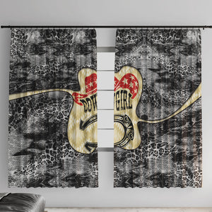 Black Cowgirl Lasso Horseshoe Window Curtain Vintage Retro Leopard Animal