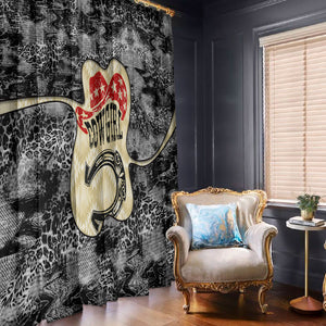 Black Cowgirl Lasso Horseshoe Window Curtain Vintage Retro Leopard Animal
