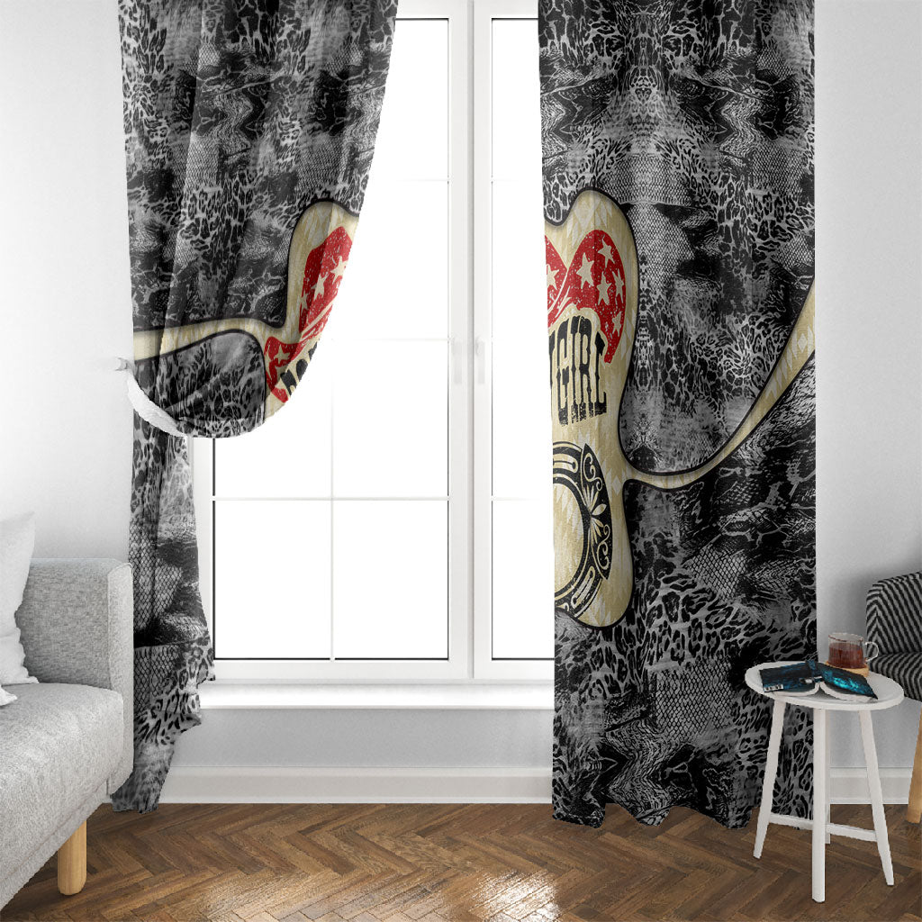 Black Cowgirl Lasso Horseshoe Window Curtain Vintage Retro Leopard Animal