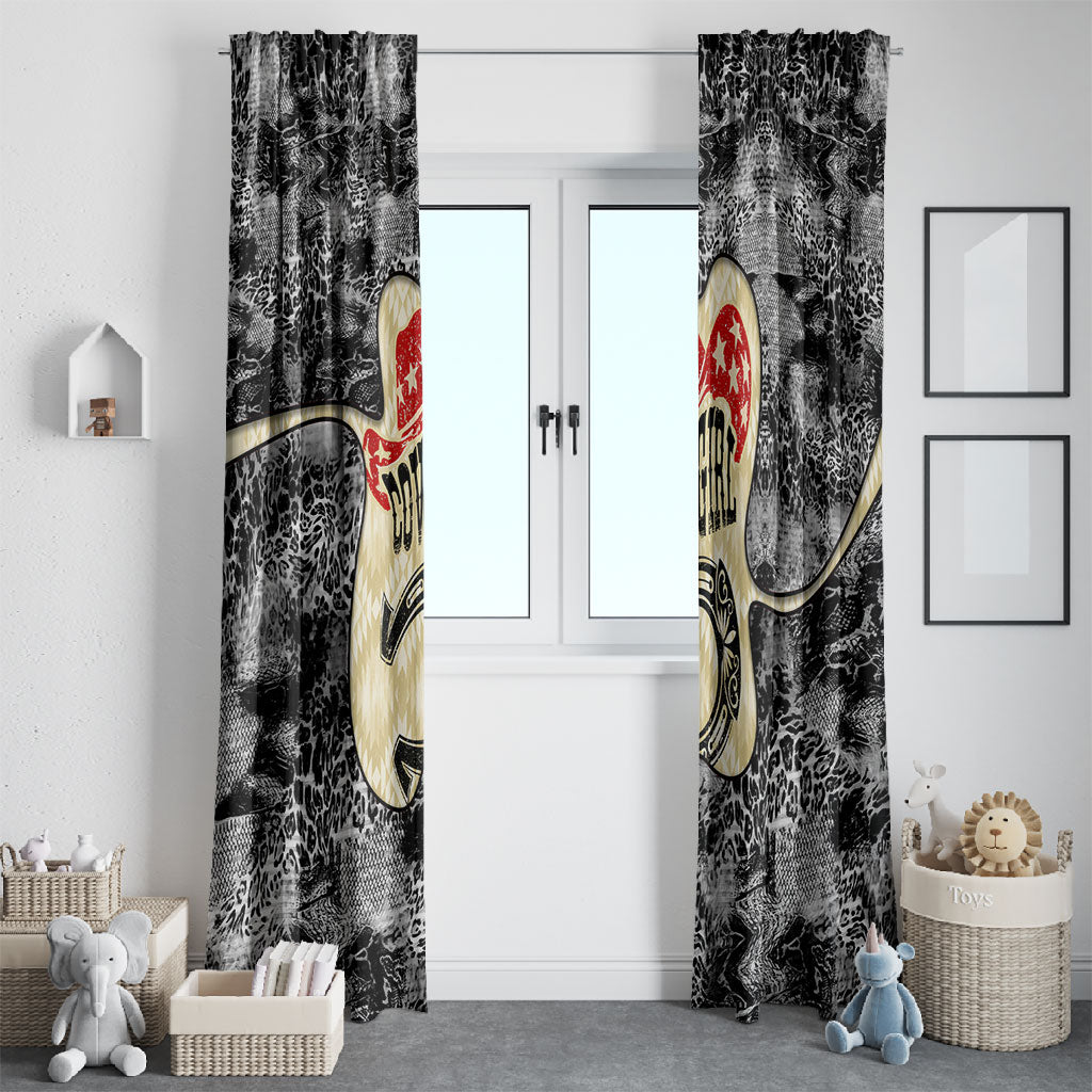 Black Cowgirl Lasso Horseshoe Window Curtain Vintage Retro Leopard Animal