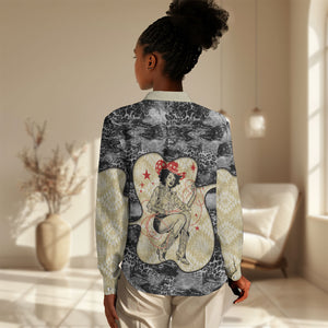 Black Cowgirl Lasso Horseshoe Women Casual Shirt Vintage Retro Leopard Animal