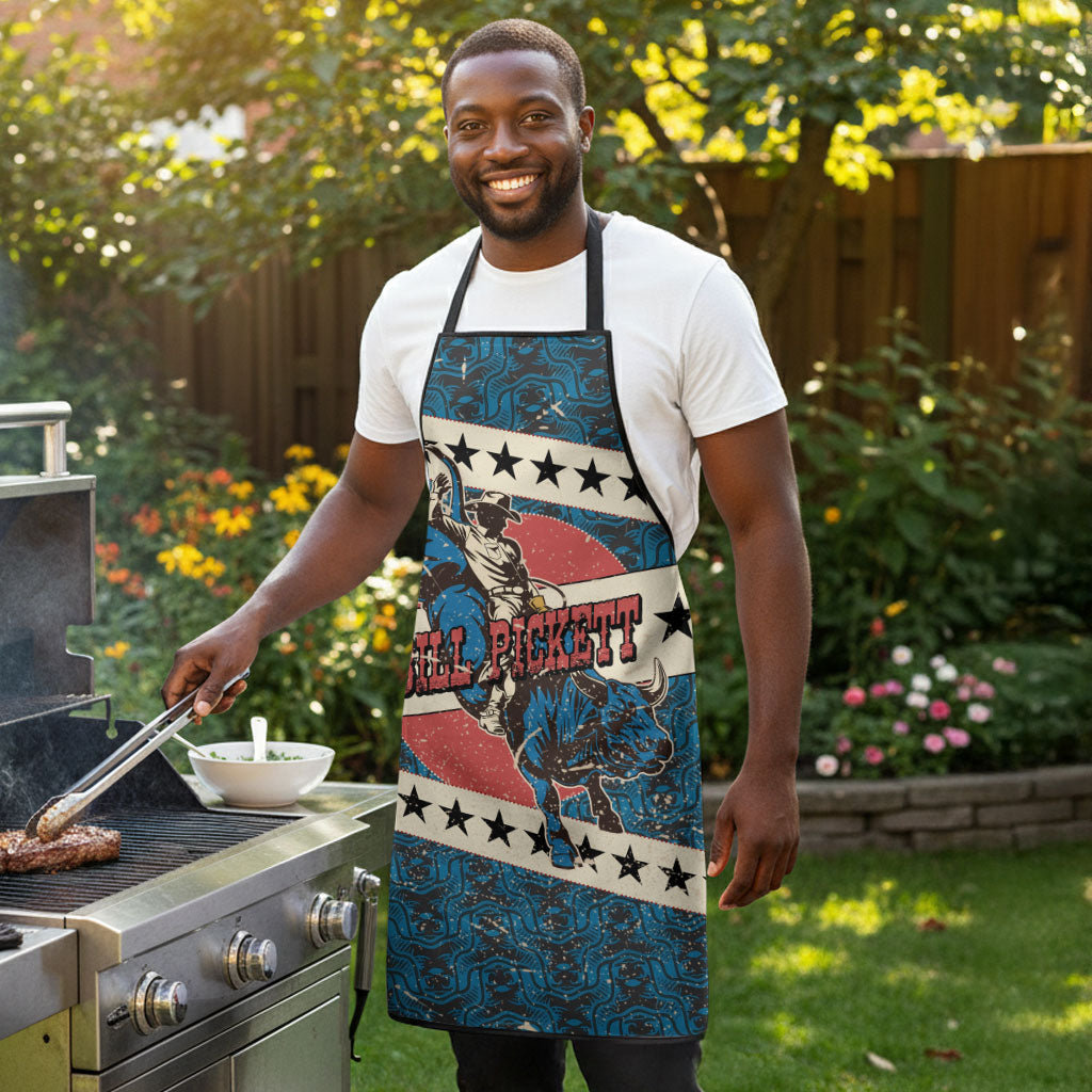 Bill Pickett Black Cowboy Apron Western American Heritage - Grunge Stars And Stripes
