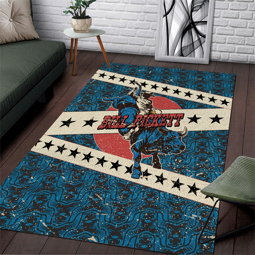 Bill Pickett Black Cowboy Area Rug Western American Heritage - Grunge Stars And Stripes