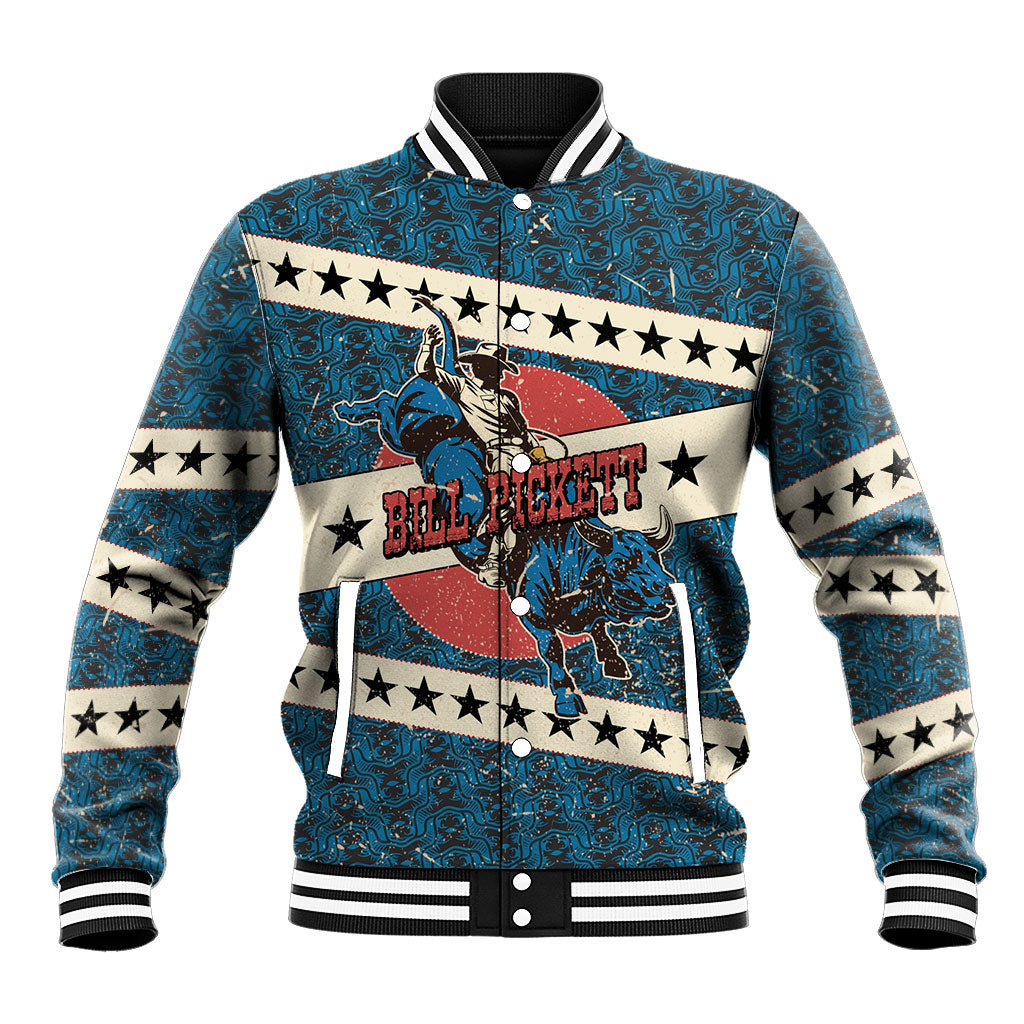 Bill Pickett Black Cowboy Baseball Jacket Western American Heritage - Grunge Stars And Stripes