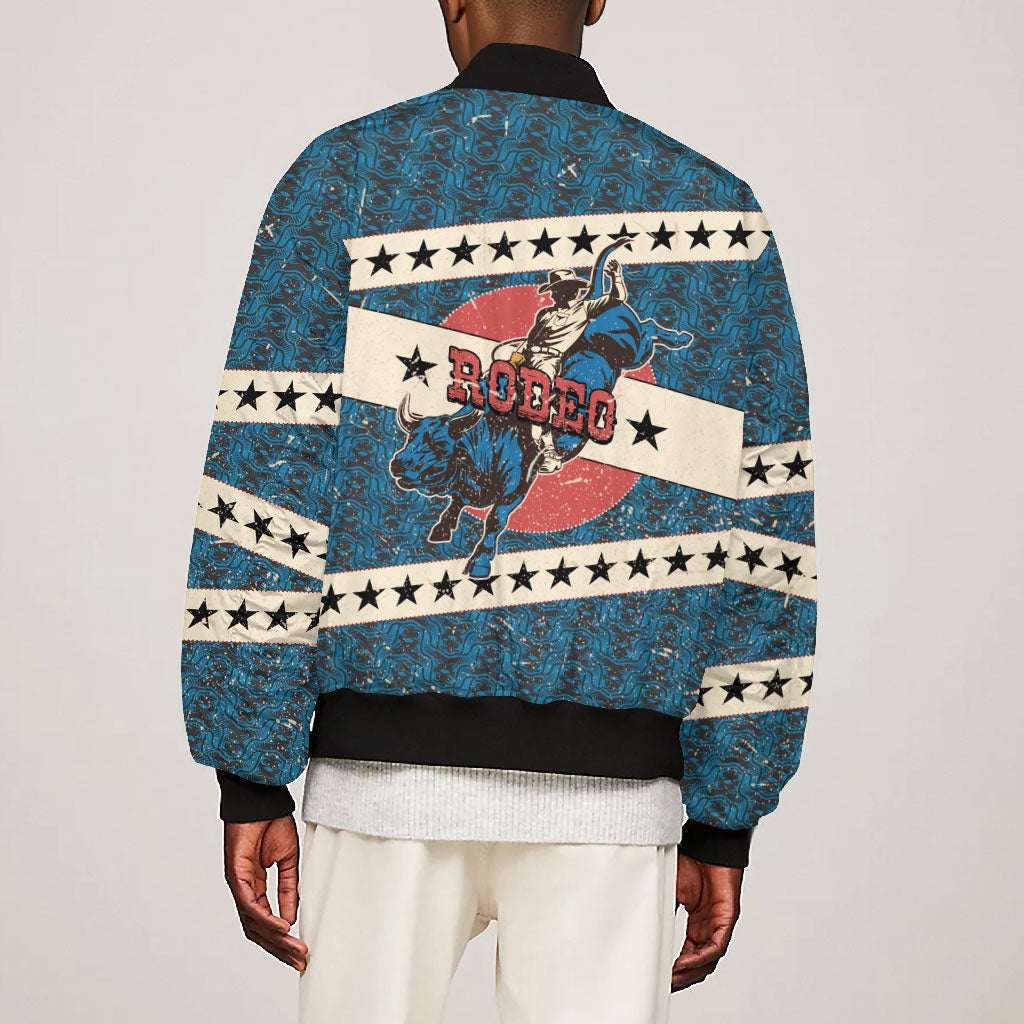 Bill Pickett Black Cowboy Bomber Jacket Western American Heritage - Grunge Stars And Stripes