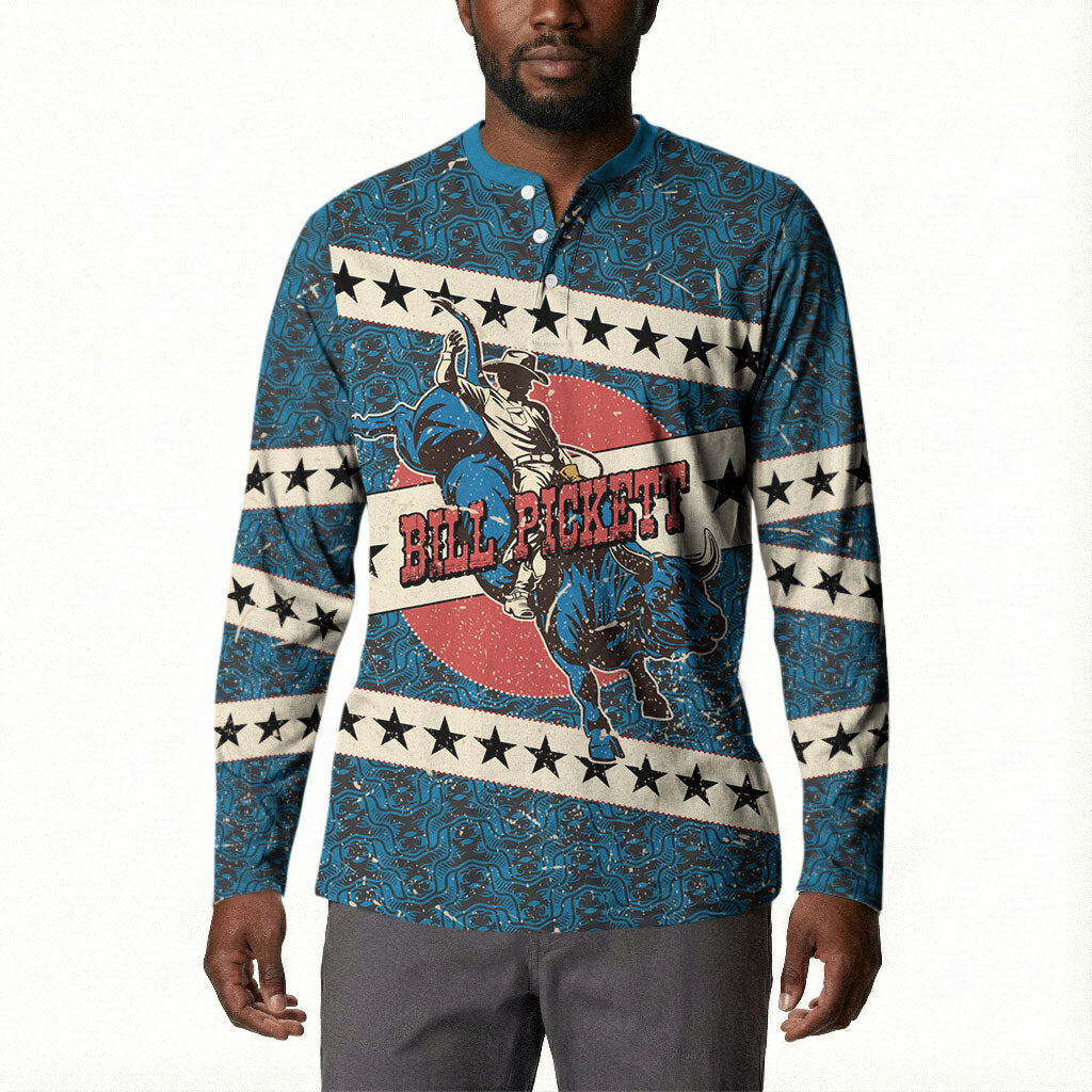 Bill Pickett Black Cowboy Button Sweatshirt Western American Heritage - Grunge Stars And Stripes