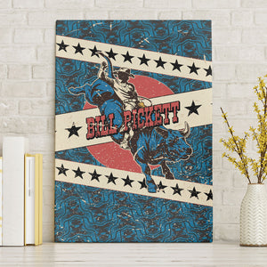 Bill Pickett Black Cowboy Canvas Wall Art Western American Heritage - Grunge Stars And Stripes