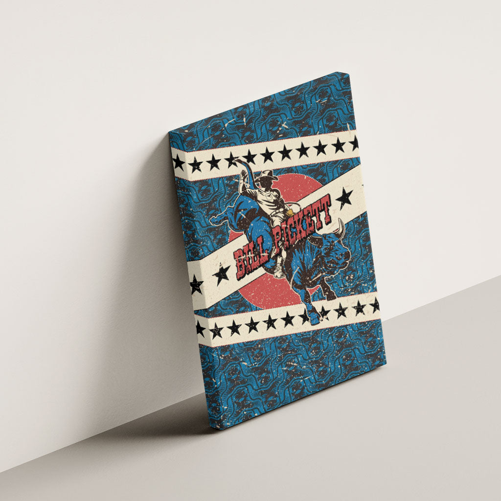 Bill Pickett Black Cowboy Canvas Wall Art Western American Heritage - Grunge Stars And Stripes