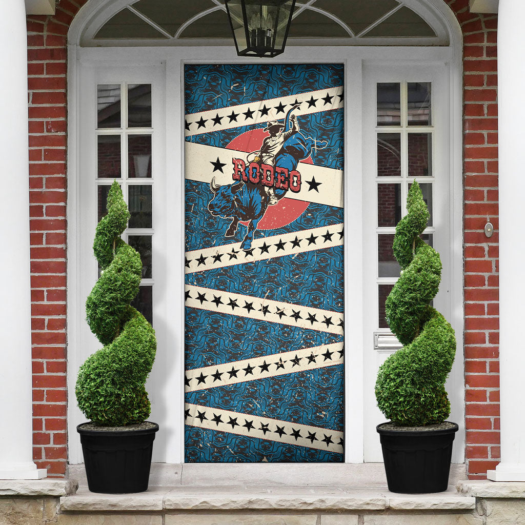 Bill Pickett Black Cowboy Door Cover Western American Heritage - Grunge Stars And Stripes