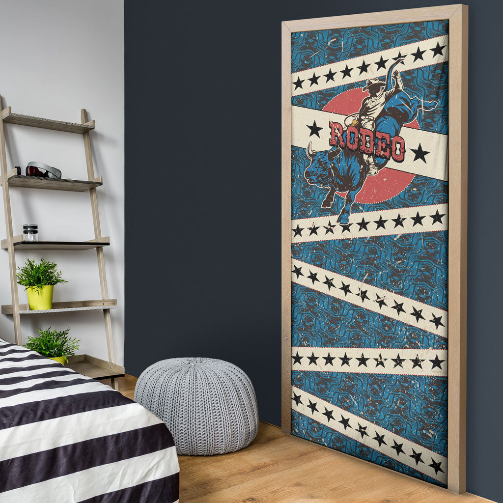 Bill Pickett Black Cowboy Door Cover Western American Heritage - Grunge Stars And Stripes