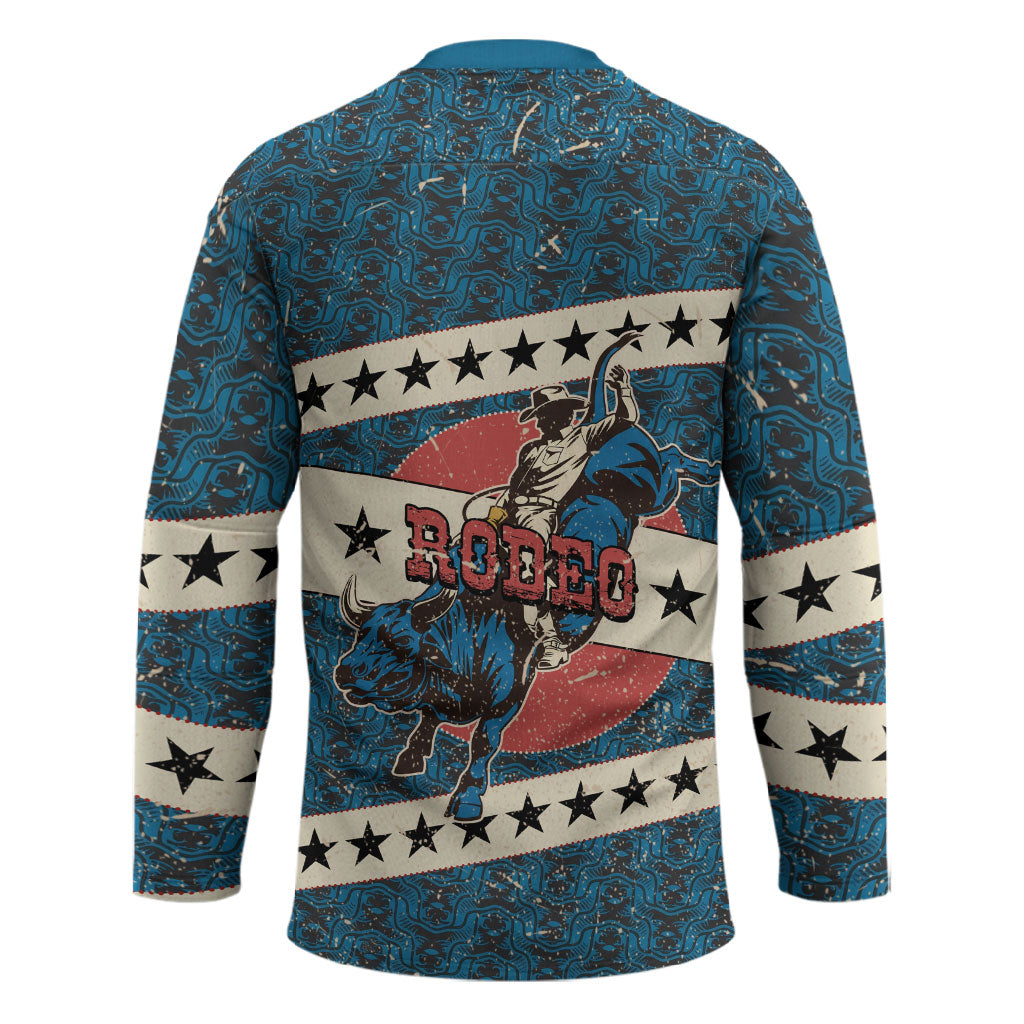 Bill Pickett Black Cowboy Hockey Jersey Western American Heritage - Grunge Stars And Stripes