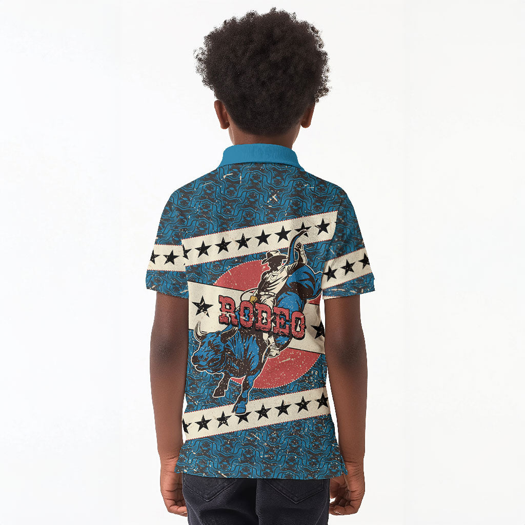 Bill Pickett Black Cowboy Kid Polo Shirt Western American Heritage - Grunge Stars And Stripes