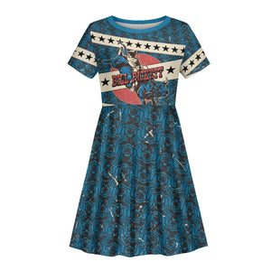 Bill Pickett Black Cowboy Kid Short Sleeve Dress Western American Heritage - Grunge Stars And Stripes