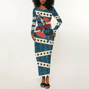 Bill Pickett Black Cowboy Long Sleeve Bodycon Dress Western American Heritage - Grunge Stars And Stripes