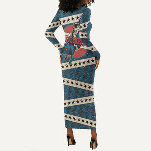 Bill Pickett Black Cowboy Long Sleeve Bodycon Dress Western American Heritage - Grunge Stars And Stripes
