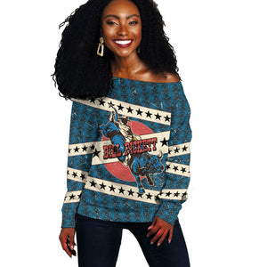 Bill Pickett Black Cowboy Off Shoulder Sweater Western American Heritage - Grunge Stars And Stripes
