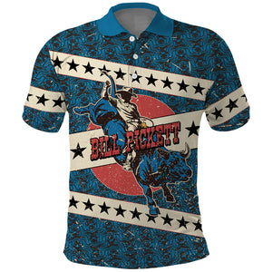 Bill Pickett Black Cowboy Polo Shirt Western American Heritage - Grunge Stars And Stripes