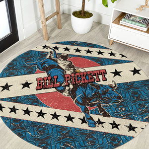 Bill Pickett Black Cowboy Round Carpet Western American Heritage - Grunge Stars And Stripes
