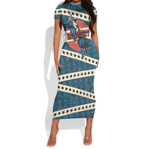 Bill Pickett Black Cowboy Short Sleeve Bodycon Dress Western American Heritage - Grunge Stars And Stripes