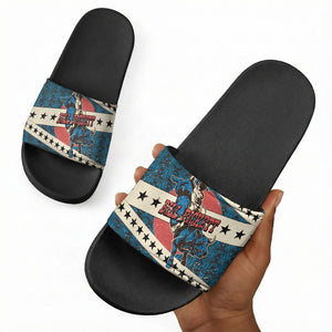 Bill Pickett Black Cowboy Slide Sandals Western American Heritage - Grunge Stars And Stripes