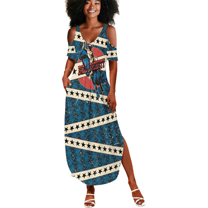 Bill Pickett Black Cowboy Summer Maxi Dress Western American Heritage - Grunge Stars And Stripes