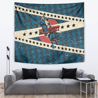 Bill Pickett Black Cowboy Tapestry Western American Heritage - Grunge Stars And Stripes