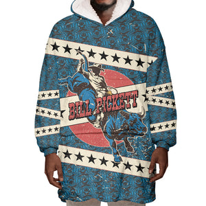 Bill Pickett Black Cowboy Wearable Blanket Hoodie Western American Heritage - Grunge Stars And Stripes