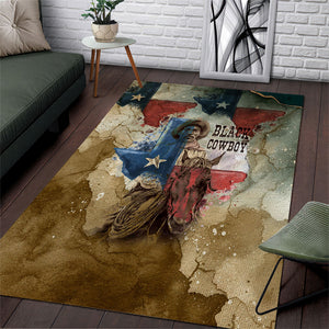 Bill Pickett Texas Flag Area Rug Black Cowboy - Vintage Grunge Watercolor - Horseback Rider Heritage