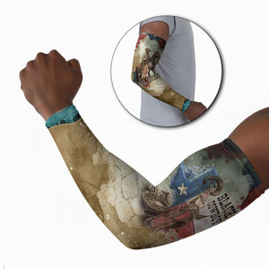 Bill Pickett Texas Flag Arm Sleeves Black Cowboy - Vintage Grunge Watercolor - Horseback Rider Heritage