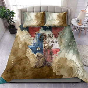 Bill Pickett Texas Flag Bedding Set Black Cowboy - Vintage Grunge Watercolor - Horseback Rider Heritage