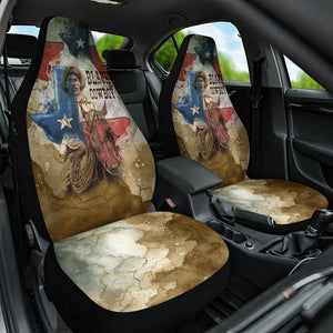 Bill Pickett Texas Flag Car Seat Cover Black Cowboy - Vintage Grunge Watercolor - Horseback Rider Heritage