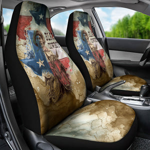 Bill Pickett Texas Flag Car Seat Cover Black Cowboy - Vintage Grunge Watercolor - Horseback Rider Heritage