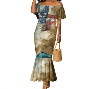 Bill Pickett Texas Flag Mermaid Dress Black Cowboy - Vintage Grunge Watercolor - Horseback Rider Heritage