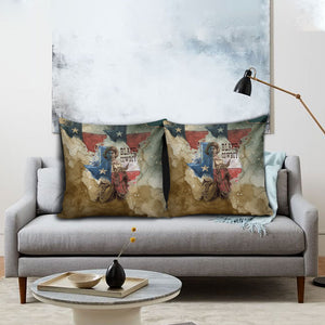 Bill Pickett Texas Flag Pillow Cover Black Cowboy - Vintage Grunge Watercolor - Horseback Rider Heritage