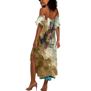 Bill Pickett Texas Flag Summer Maxi Dress Black Cowboy - Vintage Grunge Watercolor - Horseback Rider Heritage