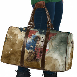 Bill Pickett Texas Flag Travel Bag Black Cowboy - Vintage Grunge Watercolor - Horseback Rider Heritage