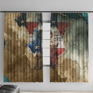 Bill Pickett Texas Flag Window Curtain Black Cowboy - Vintage Grunge Watercolor - Horseback Rider Heritage