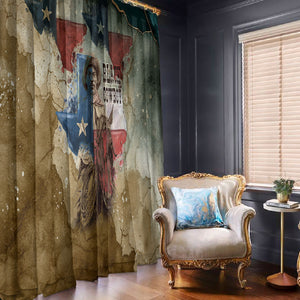 Bill Pickett Texas Flag Window Curtain Black Cowboy - Vintage Grunge Watercolor - Horseback Rider Heritage